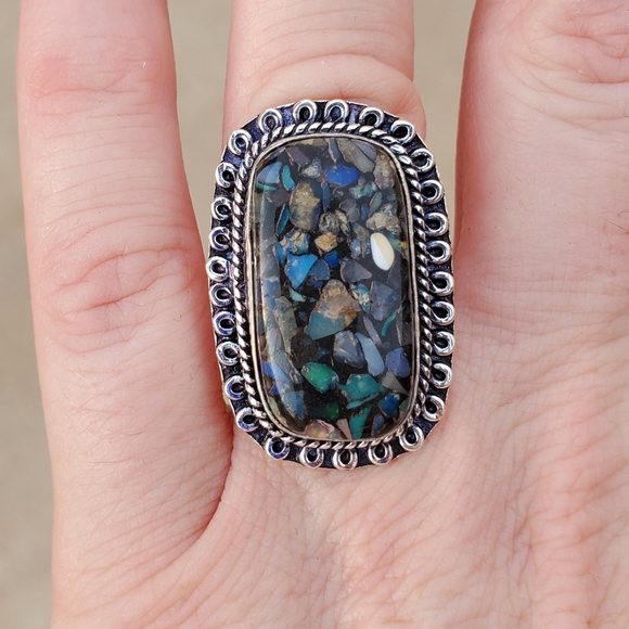 New Copper Ethiopian Opal 925 Silver Ring. - Picture 15 of 16